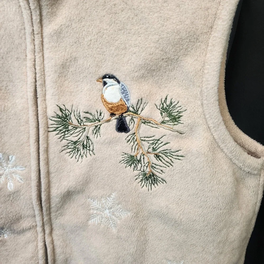 Baxter‎ and Wells fleece winter theme vest Womens Medium Full Zip Tan